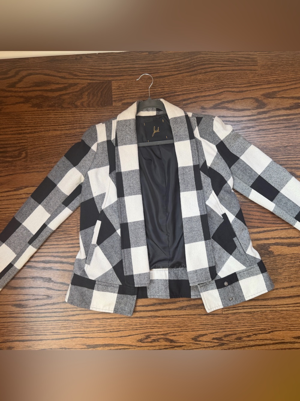 Jack by BB Dakota Black & White Plaid Open Blazer